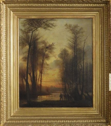 Los pescadores al atardecer. Óleo sobre lienzo. Si