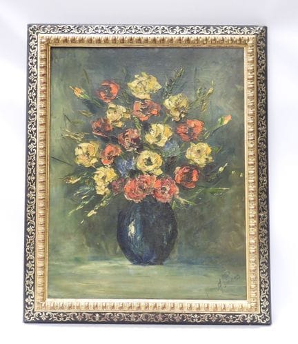 Sr. SICARD (XX). Jarrón con flores. Óleo sobre lie