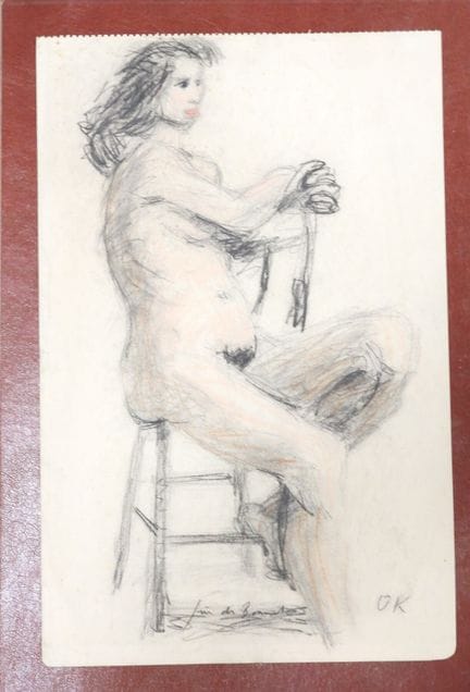 Estudio de desnudo femenino. Dibujo a doble cara c