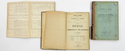 DOKUMENTE. Set aus 3 Schiffslogbüchern: Schlachtsc