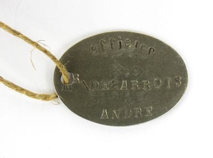 AERONAUTICS. André DEZARROIS ID tag. BE André DEZA