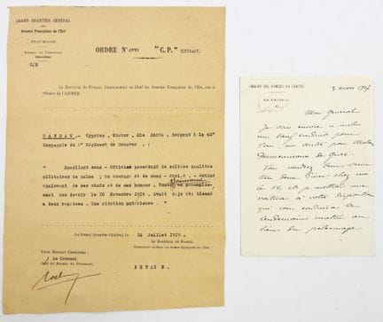 DOKUMENTE. General PÉTAIN. Handschriftlicher Brief
