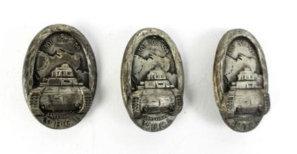 INSIGNES. Set of 3 silver badges of the 3rd BCL (L