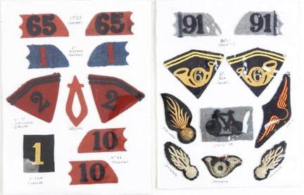 INSIGNIA. Set of 2 sheets of fabric insignia, coll