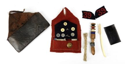 SMALL ITEMS. Sewing kit belonging to an infantryma