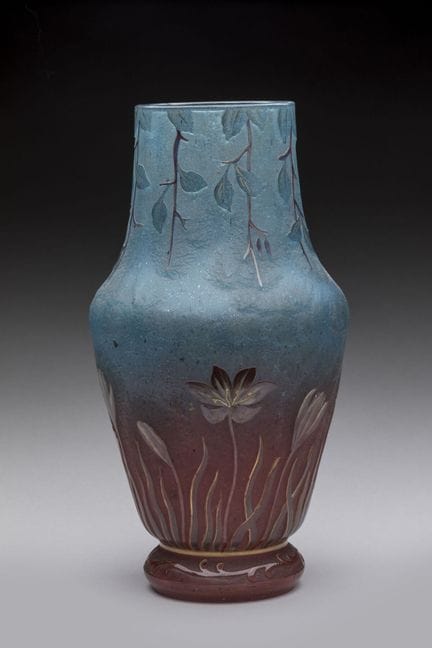 Arnold RUB (XIXe-XXe): 
Vase ovoïde en verre multi