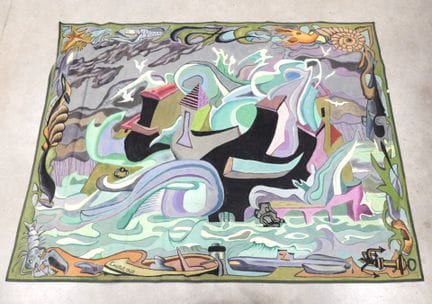F.COURTOT（20世纪）：
《海景与城市》。
大型布面油画（自由构图）。署名并标注1960年。