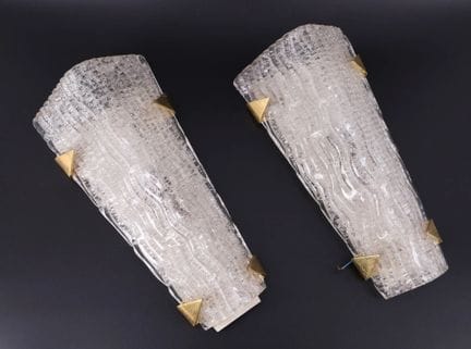 ARLUS
Paire d'appliques murales en verre et laiton