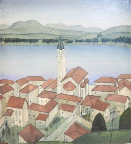 Ubaldo OPPI (1889–1942): 
The Red Roofs. 
Oil on c