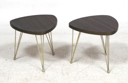 Pair of side tables with triangular tops made of n