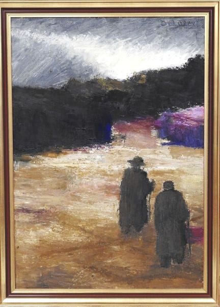 Louise DELORME (1928-2023) 
Deux pèlerins. 
Huile 