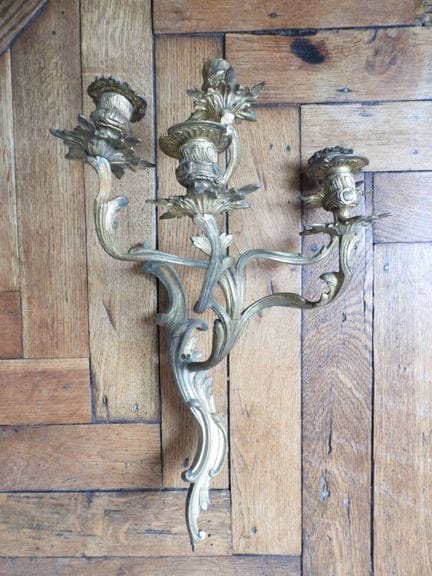 GRANDE APPLIQUE à cinq bras de lumière en bronze c