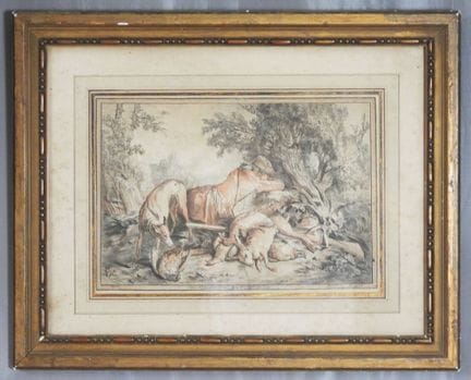 Jean-Baptiste HUET, after. *The Hunter's Rest*. Ol