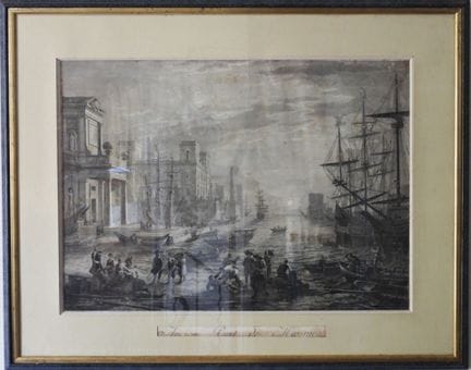 LE LORRAIN, d'après. Ancien port de Messine. Gravu