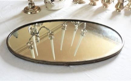 GRAN CENTRO DE MESA ovalado de bronce plateado con