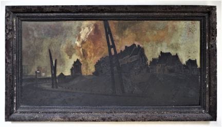 20th-century French school. Sunset landscape. Oil 