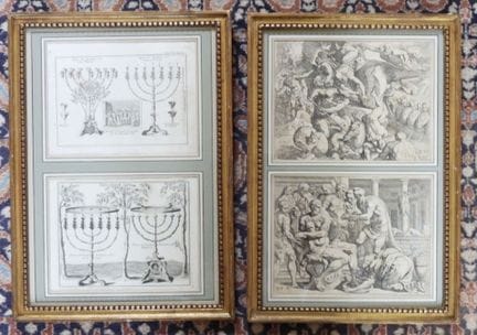 QUATRE GRAVURES anciennes en noir représentant des