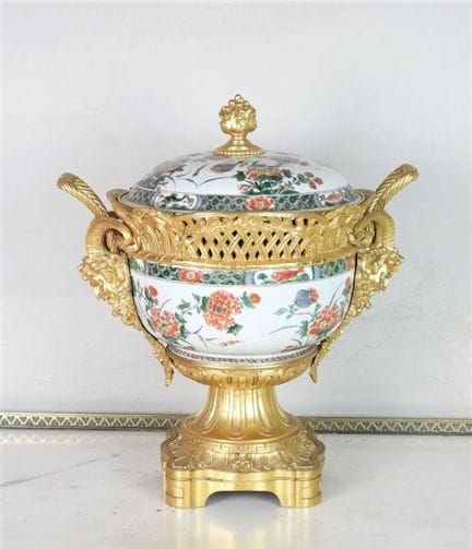 CINA. Grande VASO MULTIFUNZIONE in porcellana con 