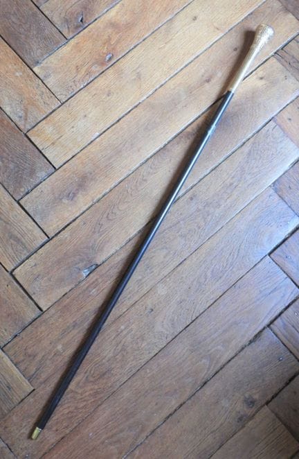 BASTONE in legno annerito con pomello in vermeil d