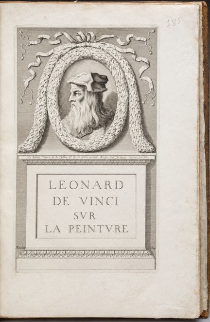 VINCI（列奥纳多·达·）。《绘画论》。巴黎，雅克·朗格鲁瓦印刷所，1651年。对开本，粒面小牛皮