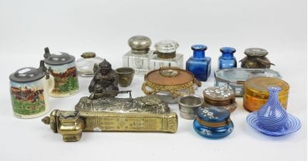 Set of display items made of glass, crystal, metal