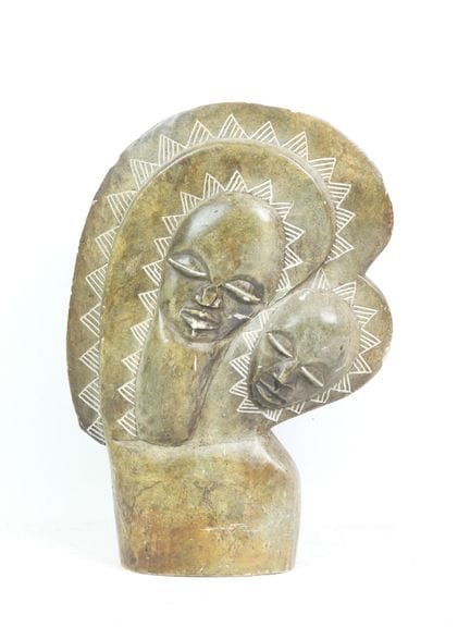 Paul MANGUI, GABON,  Mère et enfant en pierre scul