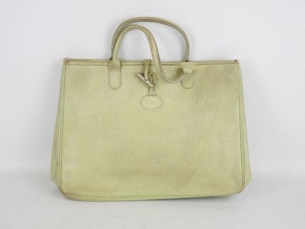 LONGCHAMP - Paris. Sac à main en cuir vert céladon