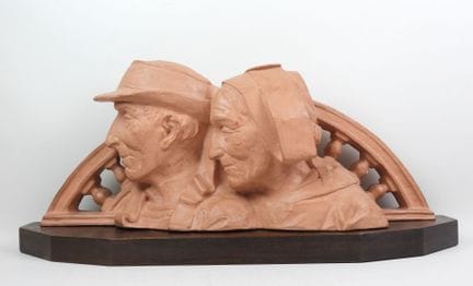 Yvon ROY (20th) - Terracotta couple from Brittany,
