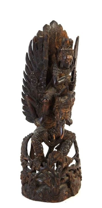 INDONESIE. Garuda et Vishnu en bois sculpté. H. : 