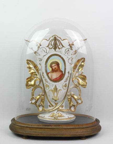 White porcelain bridal vase with gold accents and 