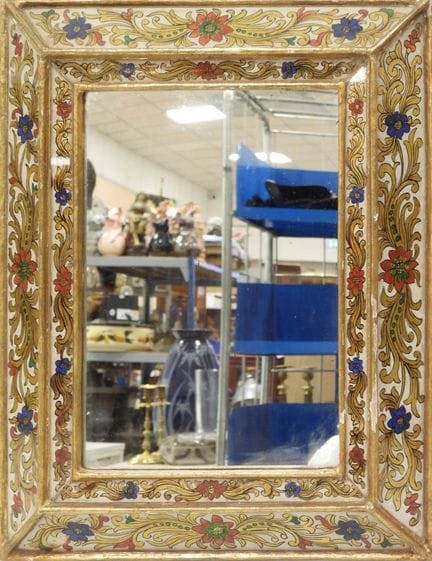 Rectangular mirror with a glass backing and a poly