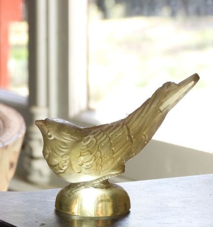 LALIQUE (al estilo): Gorrión de cristal amarillo. 