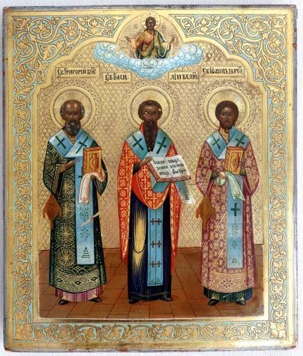 RUSSIA?
Icon depicting three liturgical figures, p