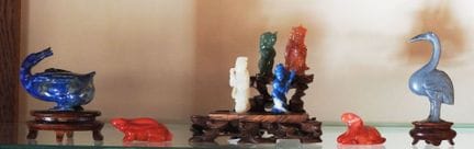 Eight hardstone figures, including lapis lazuli, q
