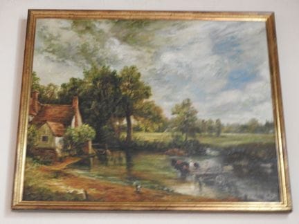 Exhibition of 4 works: a view of a cart in the riv