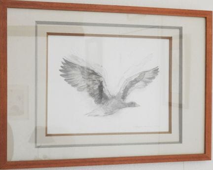 Set of 7 framed works, including: a print, a Japan