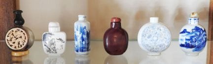 CHINA
Collection of 6 snuffboxes made of porcelain