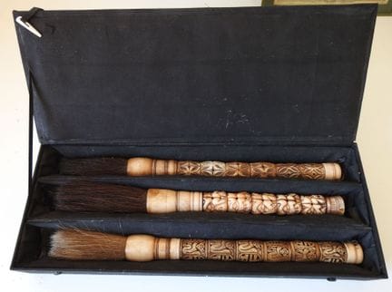 CHINA
Set of 3 finely carved bone calligraphy brus