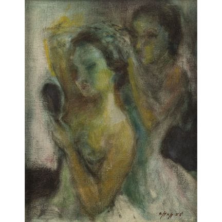 威廉·阿帕普（瓦莱塔 1918 — 罗马 1970）
《两位女性》
1958年，42×34厘米，油画