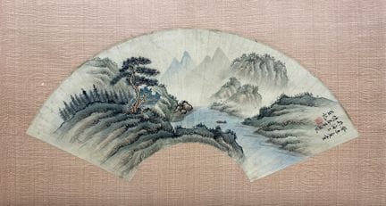 中国
扇面水墨彩绘，描绘山川湖泊风光。
右上角署名“吴湖帆”（1894-1968），并标注1943年