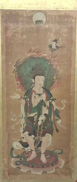 日本，江户，18世纪末至19世纪初
一幅描绘佛教诸佛菩萨形象的大型对画
112 x 48 厘米（画幅