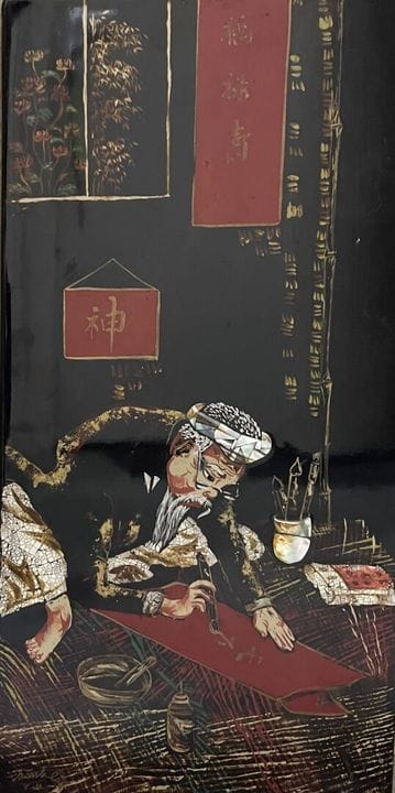 THANH LAP（越南-印度支那，活跃于20世纪），据《老大师》改绘，
漆板画
左下角有签名
40