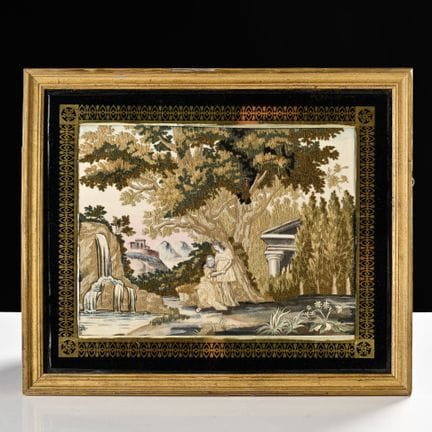 Scene from a will,
Silk embroidery,
Marie-Louise i