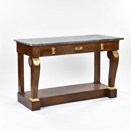 Rechteckige Konsole aus Mahagoni und Mahagoni-Furn