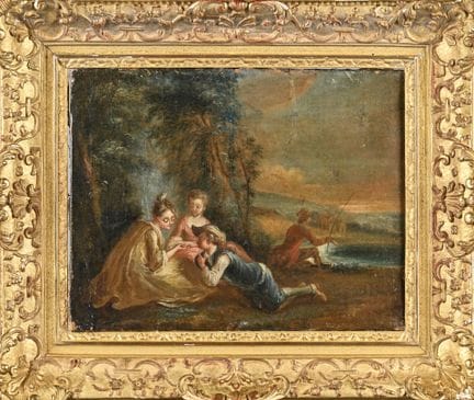 Im Stil von WATTEAU
Pastorale
Öl auf Leinwand.
 
H