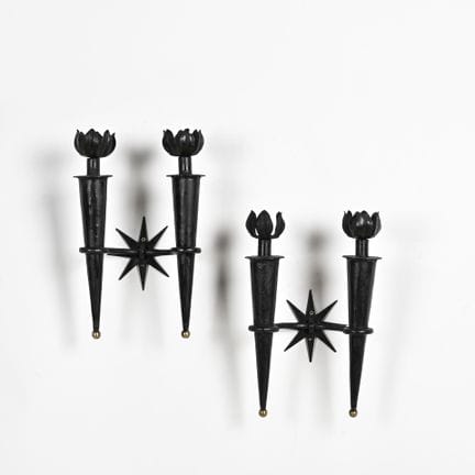 In the style of Gilbert POILLERAT

Pair of black-p