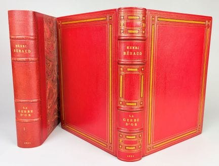 贝罗（亨利）。《金穗》。里昂，里昂图书协会，1931年。一册四开本，全红马罗金皮装帧，双层金线三道边