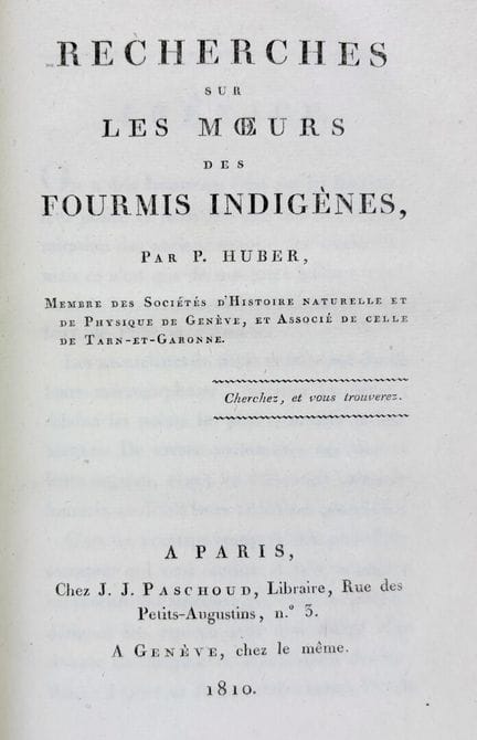 HUBER (Pierre). Investigaciones sobre los hábitos 