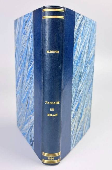 布托尔（米歇尔）。《米兰之旅》。巴黎，午夜出版社，1963年。12开本，午夜蓝半羊皮精装，封面和书脊