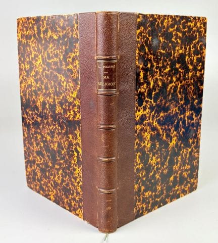托尔斯泰（列昂伯爵）。《我的宗教》。巴黎，菲施巴赫书店，1885年。八开本一册，配同期棕色半麂皮封面